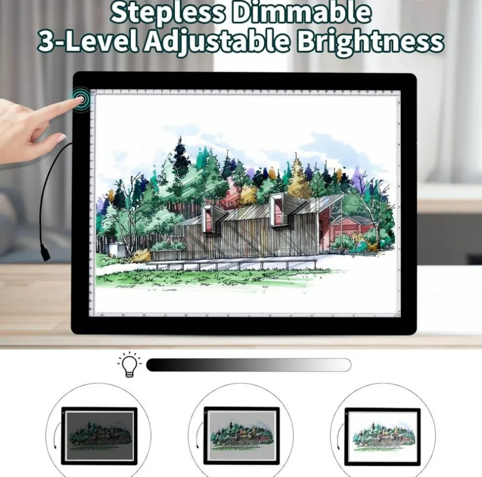 A4 Light Board for Diamond Painting, LED Tracing Light Box with Adjustable Stand, Dimmable Light Pad for Weeding Vinyl, Drawing, Sketching and Craft Projects