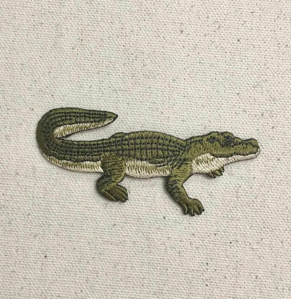 Alligator - Green/Tan Embroidered Patch Embroidered, Iron on Patch