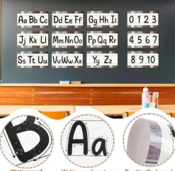 Alphabet Bulletin Board Set 12 Pieces, Number ABC Posters Alphabet Line for Classroom Wall Decor Preschool Educational Cards Kids Early Learning Colors Shapes Cards Poster