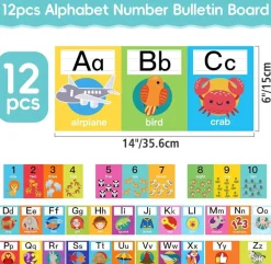 Alphabet Line Bulletin Board Set – ABC Uppercase & Lowercase Letters, Number Posters 1–10 Classroom Wall Decorations for Preschool, Kindergarten, Homeschool & Playroom