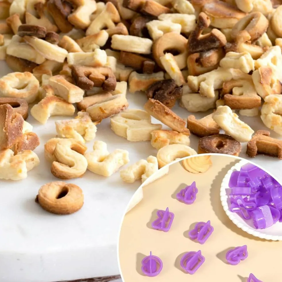Alphabet & Number Fondant Cutter Set Purple Mini Molds 40 Pieces