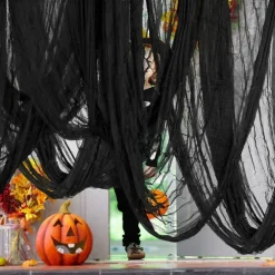Alpurple 6 PCS Halloween Creepy Cloth, 30 x 72 Inch Black Scary Spooky Fabric Cloth, Freaky Loose Weave Creepy Gauze for Halloween Party Decoration