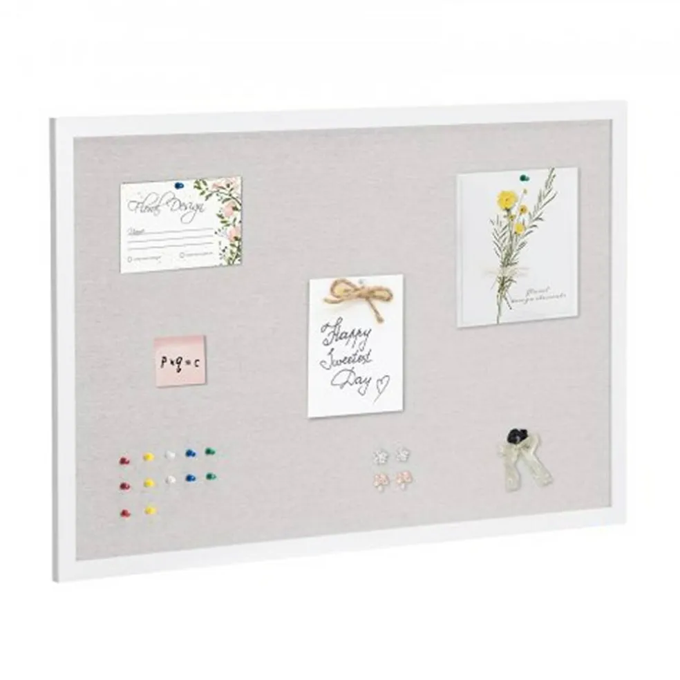 Aluminum Frame Cork Bulletin Board with Linen Surface, Wall Mounted Memo Board, Vertical Horizontal Display Organizer