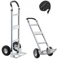 Aluminum Hand Truck Dolly 500lb Capacity 10in Wheels Heavy Duty Silver
