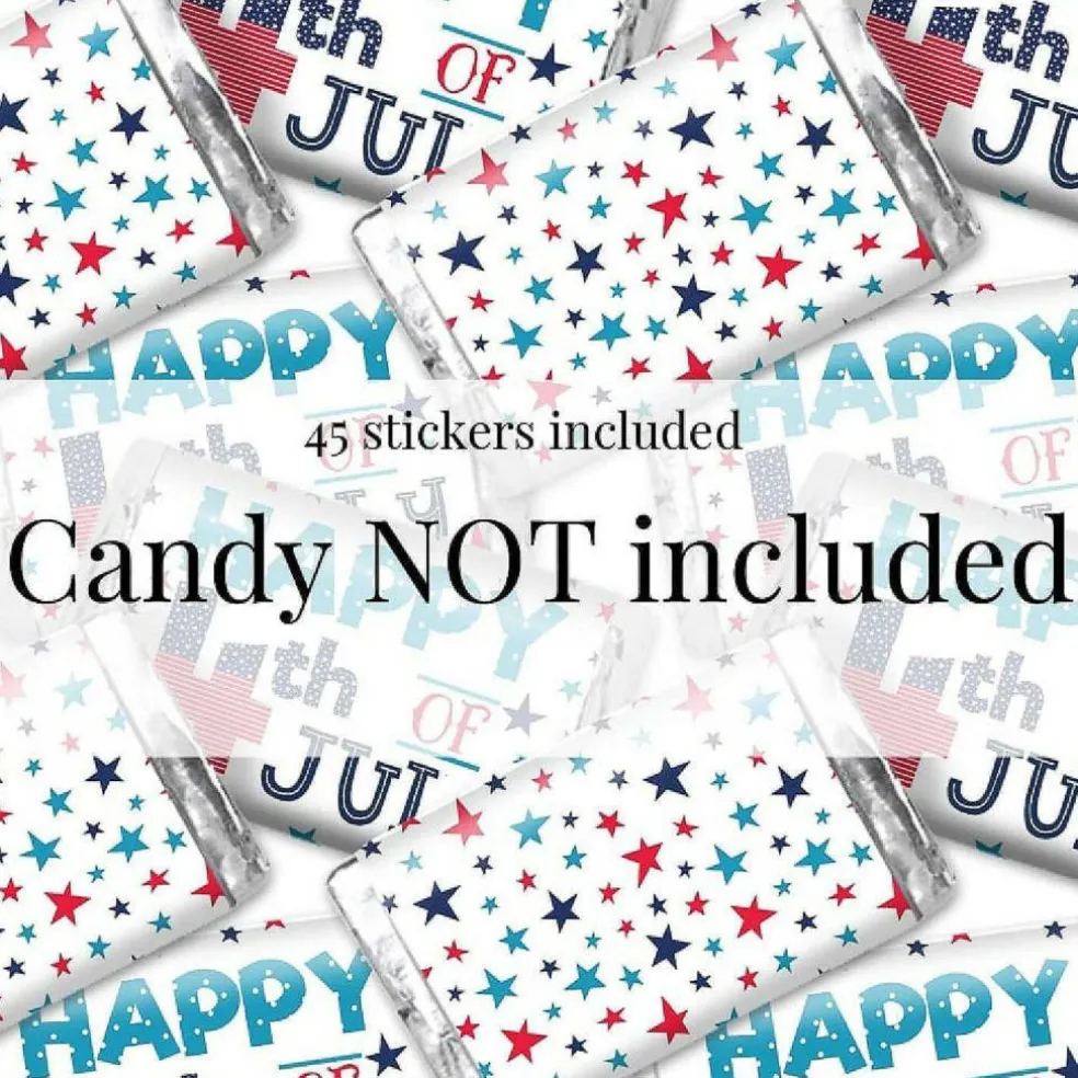AmandaCreation 4th of July Party Mini Candy Bar Wrappers 45 Pieces