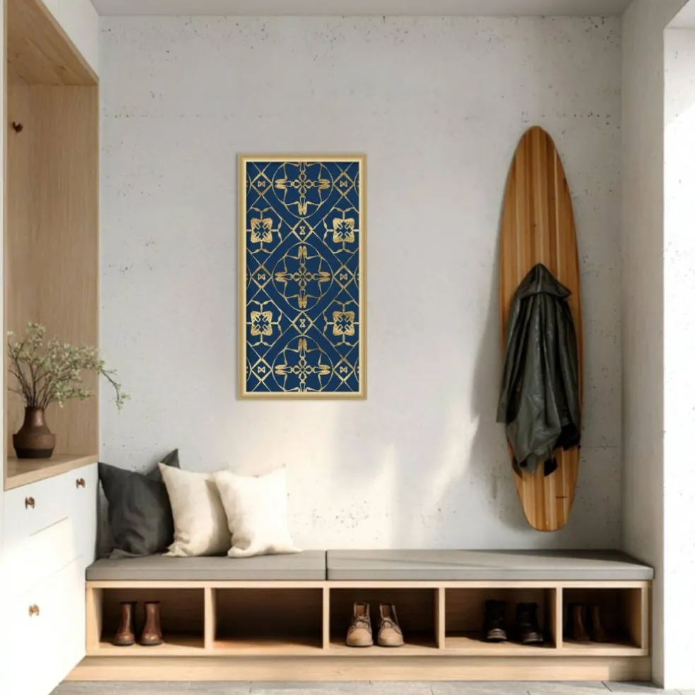 Amanti Art Framed Fabric Pinboard 18 x 34 Printed Bulletin Board for Use as a Vision Board or Wall Organization
