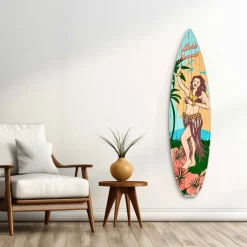 American Art Decor Aloha Hawaii Surfboard Plague Wall Sign - 15" x 59.625"
