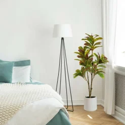 American Art Decor 4ft. Realistic Artificial Croton Tree in White Pot
