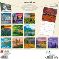 America | 2027 12 x 24 Inch (Hanging) Monthly Square Wall Calendar | Foil Stamped Cover | Plastic-Free