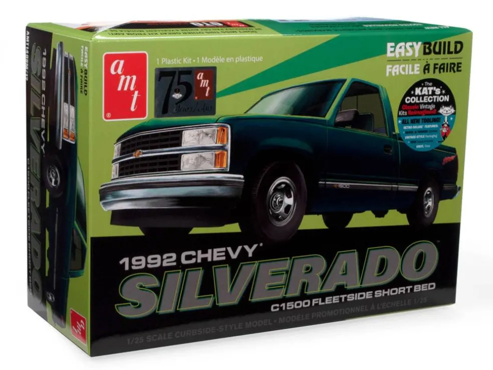 AMT® 1992 Chevy Silverado Fleetside Short Bed Pickup Easy Build 1:25 Scale Model Kit