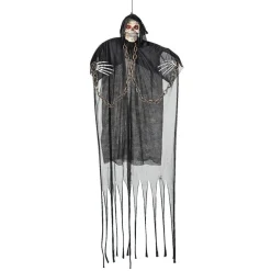 Animated Hanging Chained Grim Reaper Plastic Halloween Decoration 6 Ft