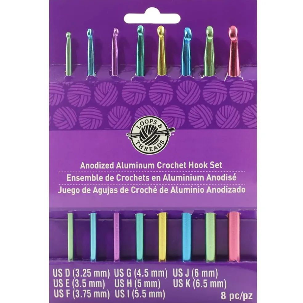 Anodized Aluminum Crochet Hook Set by Loops & Threads®, D-K