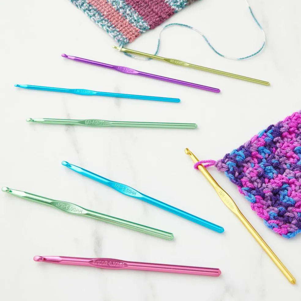 Anodized Aluminum Crochet Hook Set by Loops & Threads®, D-K