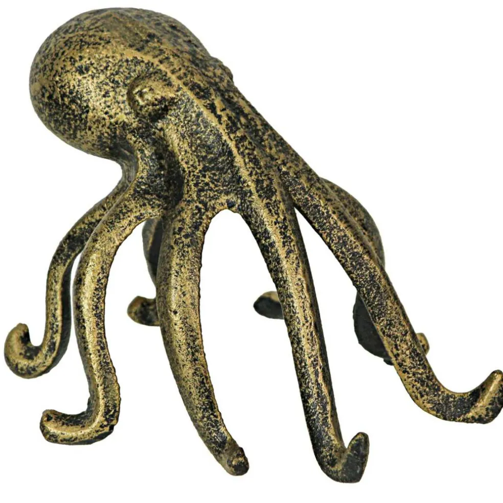 Antique Gold Cast Iron Octopus Phone Holder Stand Decorative Bookend Home Decor