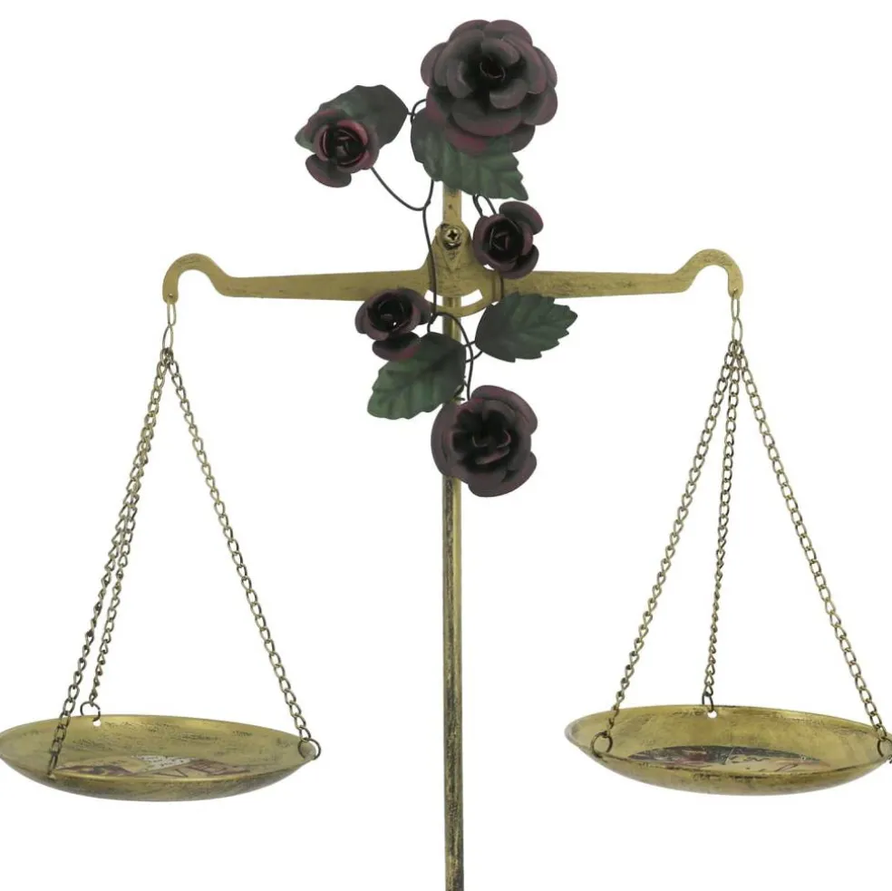 17.5" Antique Gold Scale with Dark Roses Tabletop Décor by Ashland®