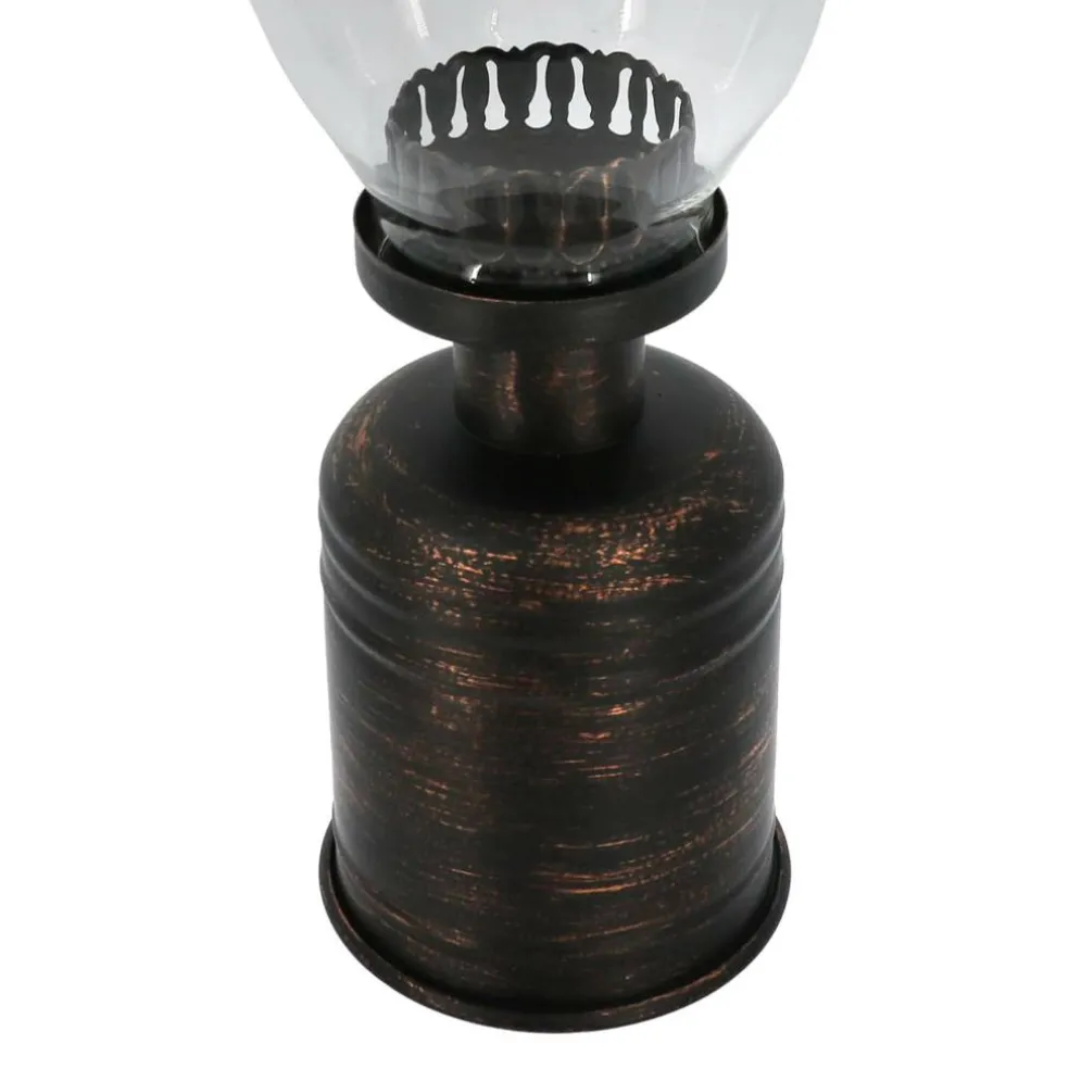 12.75" Antique Gold Wide Iron & Glass Tealight Holder by Ashland®