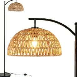 Arc Floor Lamp 63 Inches Tall Pole Lamp with Hanging Lampshade-Black