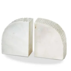 Arch Marble Bookends - Decorative White Bookends for Home or Office, 5" H x 4" L x 2" W, Easy Spot or Wipe Clean