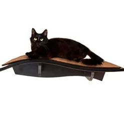 Arf Pets Cat Shelf, Wall-Mounted Curved Wooden Cat Perch - Holds Cats Up to 44 Lb