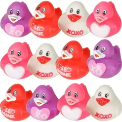ArtCreativity: Valentine's Day - 2" Rubber Duckies - 12 Pack - Pink-Purple-Red-White, Love Themed Cute Bath Toys, Pool & Water Play, Party Favors