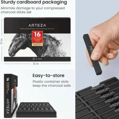 Arteza® Medium & Hard Grade Compressed Charcoal Set