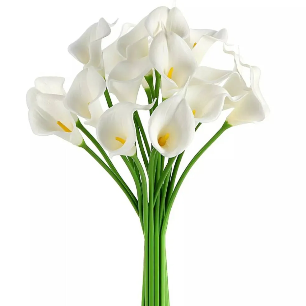20 Artificial Calla Lily Flowers Real Touch Latex Bouquet