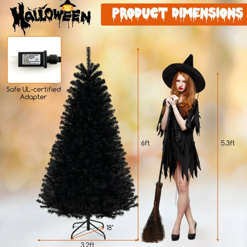 Artificial Christmas Tree with 6 Lighting Modes and Spooky Sounds for Halloween Decoration