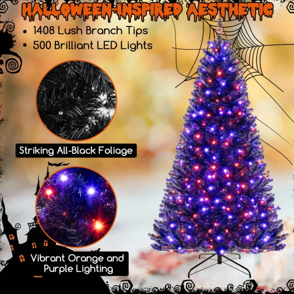 Artificial Christmas Tree with 6 Lighting Modes and Spooky Sounds for Halloween Decoration