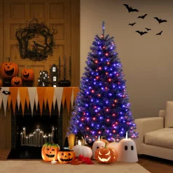 Artificial Christmas Tree with 6 Lighting Modes and Spooky Sounds for Halloween Decoration