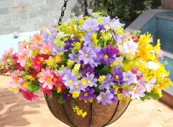 Artificial Daisy Hanging Basket: Charming Indoor/Outdoor Decor