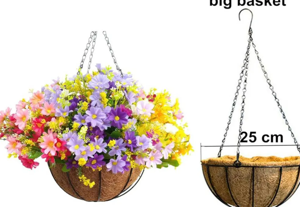 Artificial Daisy Hanging Basket: Charming Indoor/Outdoor Decor