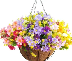 Artificial Daisy Hanging Basket: Charming Indoor/Outdoor Decor