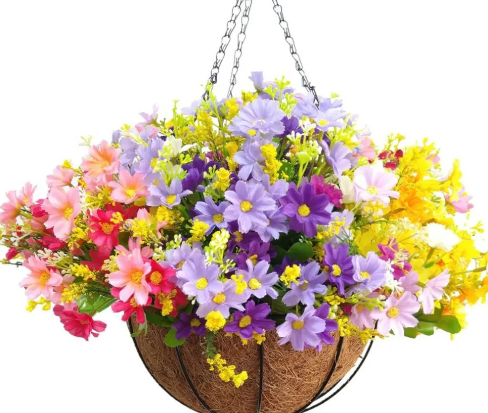Artificial Daisy Hanging Basket: Charming Indoor/Outdoor Decor