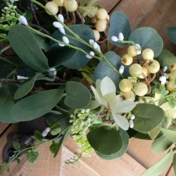 20" Artificial Eucalyptus Berry Wreath – Green Leaf Farmhouse Front Door Decor, All-Season Spring Summer Wall Hanging Wreath for Indoor Outdoor Home Decoration