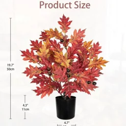 20” Artificial Fall Maple Tree in Pot – Faux Autumn Maple Leaf & Acorn Oak Plant Decor – Rustic Harvest Thanksgiving & Halloween Indoor Tabletop Decoration for Home, Office & Party Centerpiece