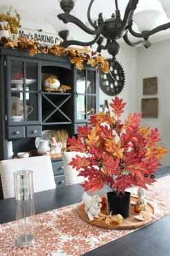 20” Artificial Fall Maple Tree in Pot – Faux Autumn Maple Leaf & Acorn Oak Plant Decor – Rustic Harvest Thanksgiving & Halloween Indoor Tabletop Decoration for Home, Office & Party Centerpiece