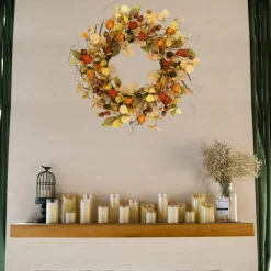 Artificial Fall Wreath for Front Door Autumn Wreath for Home Decor