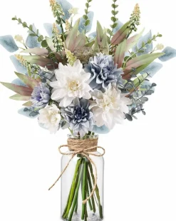 Artificial Flowers in Vase – Faux Silk Flower Arrangement for Table & Home Decor