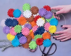 Artificial Flowers 100 Pcs Handmade Mulberry Paper Daisy Petals 40x40mm Mulberry Paper Daisy Flowers Scrapbooking Wedding DIY Craft Supplies Card