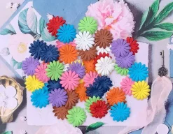 Artificial Flowers 100 Pcs Handmade Mulberry Paper Daisy Petals 40x40mm Mulberry Paper Daisy Flowers Scrapbooking Wedding DIY Craft Supplies Card