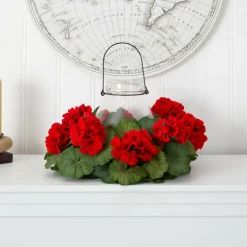 16" Artificial Geranium Candelabrum