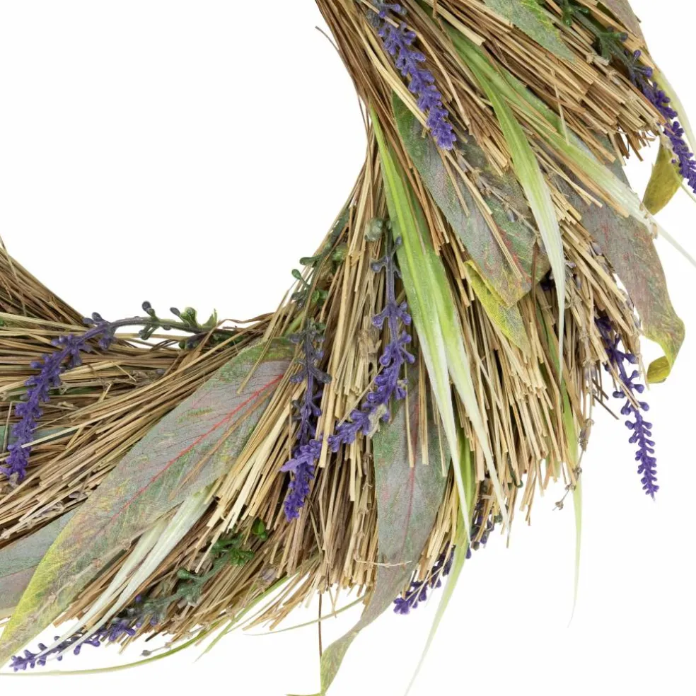 14" Artificial Grass and Lavender Spring Wreath