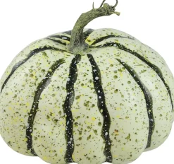 Artificial Green Pumpkin Fall Decor - 5.9 Inch Faux Heirloom Pumpkin with Rustic Stem & Speckled Finish, Realistic Foam Harvest Pumpkin for Thanksgiving Centerpiece, Autumn Table Mantel Decorations