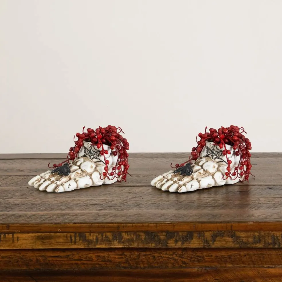 3" Artificial Halloween String of Pearls in Skeleton Foot Planters, 2ct.