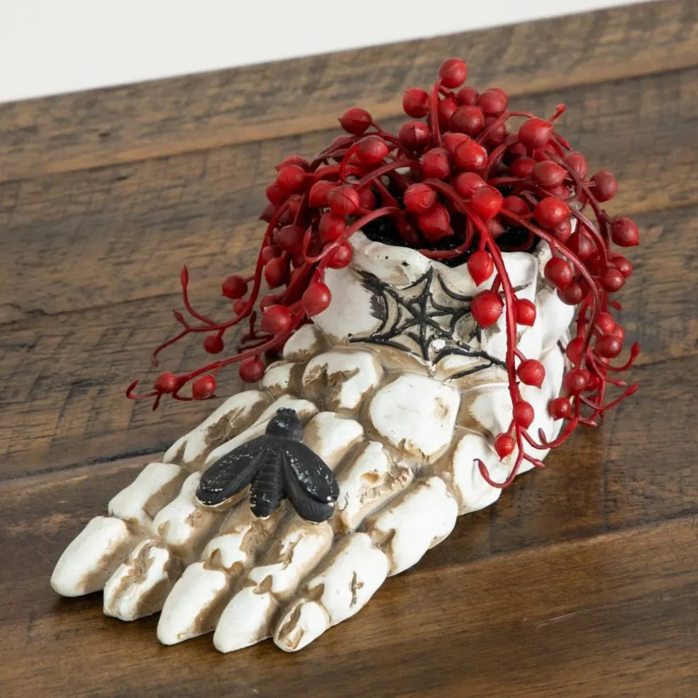 3" Artificial Halloween String of Pearls in Skeleton Foot Planters, 2ct.