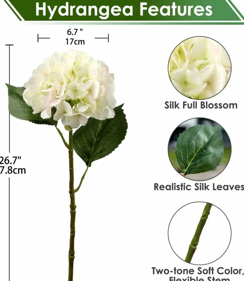 Artificial Hydrangea Long Stems Silk Hydrangea Flowers for Home Table Centerpieces