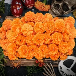 Artificial Marigold Flower(Orange)2.36"D x 2.36"W x 1.36"H