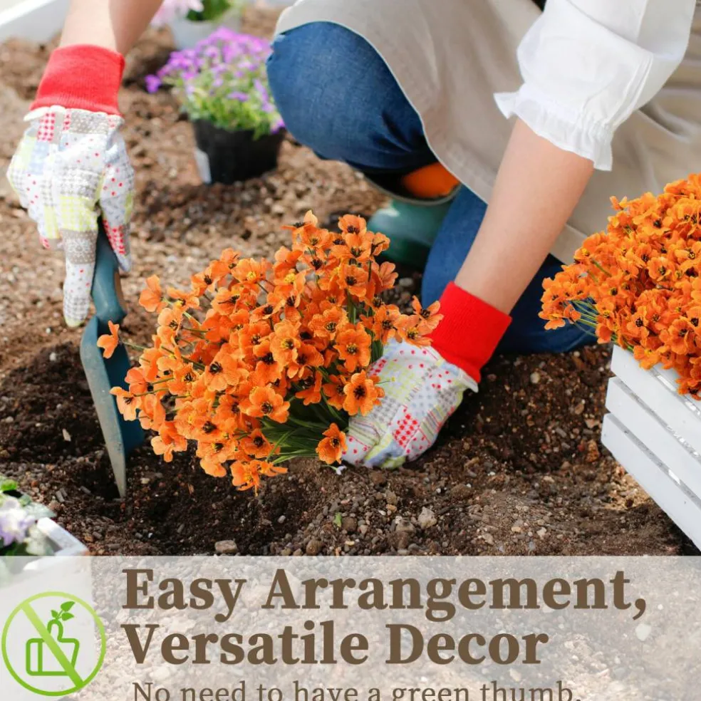 Artificial Mums for Outdoors, 24 Bundles Fake Flowers Fall Decor