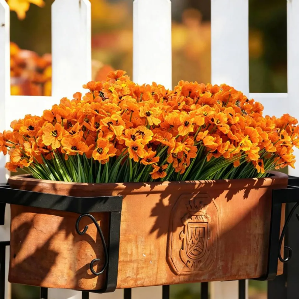 Artificial Mums for Outdoors, 24 Bundles Fake Flowers Fall Decor
