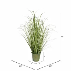 Artificial Native Green Grass in Iron Pot
